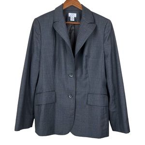 Ann Taylor LOFT Womens Blazer Suit Wool Blend Size 14 Gray Pinstripe Office